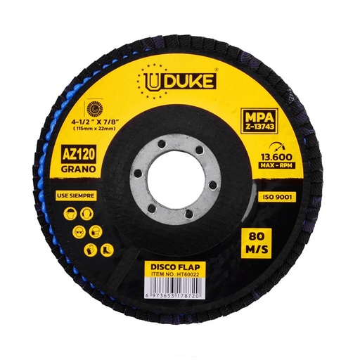 DISCO FLAP UDUKE  4 1/2 GRANO 120 (115MM X 22MM) (HT60022)