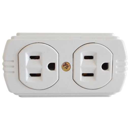 TOMA DOBLE T/L SOBREPONER CON P-TIERRA  BLANCO UDUKE (RETIE-FL)(HT20378)
