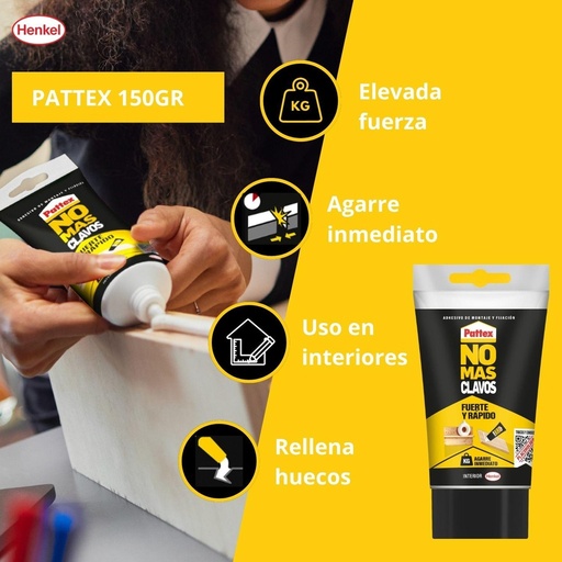PATTEX NO MAS CLAVOS FUERTE Y FACIL HENKEL 150 GMS (1952431)