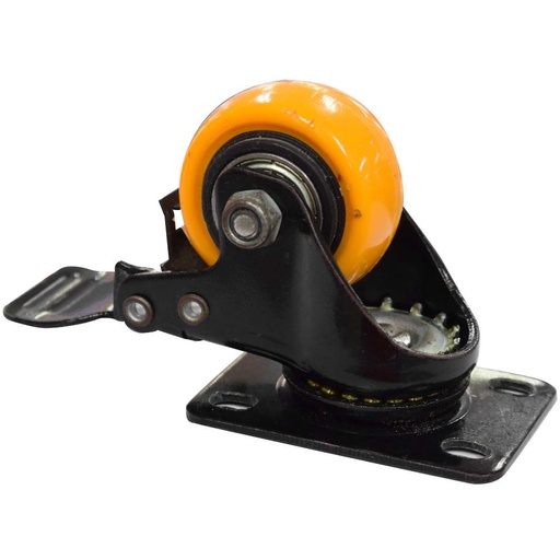 RODACHINES 1 1/2" PLANO NARANJA CON FRENO GIRATORIO 40MM (40 KLS (INDIVIDUAL) (HT40087)