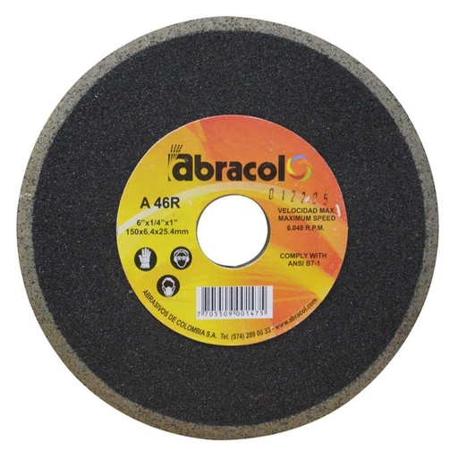 DISCO PARA AFILAR CUCHILLA DE GUADANA ABRACOL 6 (RT1 150X6X3175 A46 PG (ABR1A0046061)