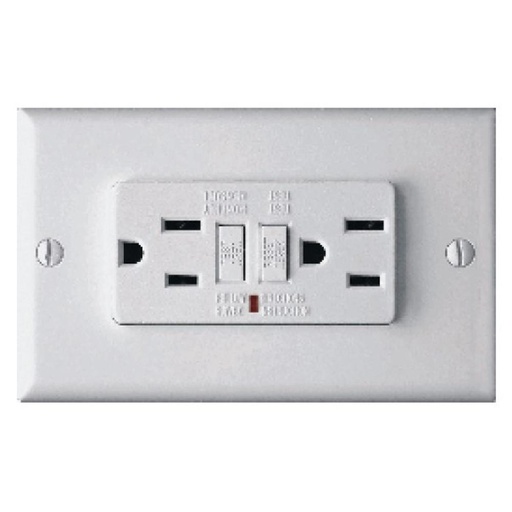 TOMA DOBLE CON PROTECCION GFCI PARA HUMEDAD GS13 (HT20640-HT20679)(GFCI GLX-15A
