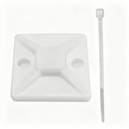 GRAPA ADHESIVA PARA CABLES (2.4x2.4 CM) PARA USAR CON AMARRAS PQT X 5 UDUKE
