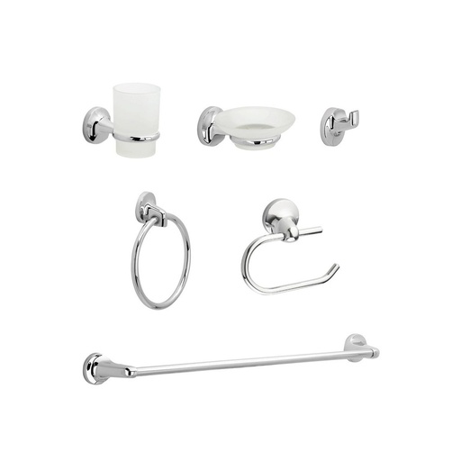 KIT ACCESORIOS PARA BANO X 6 PIEZAS CORONA PALERMO GRIVAL (PL6100001)