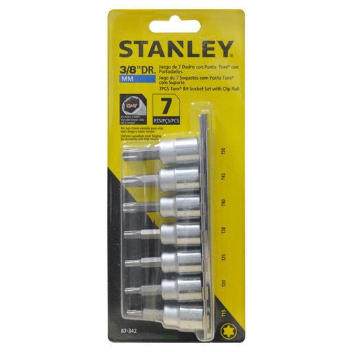 JUEGO DE COPAS 3/8 X 7 PUNTA TORX STANLEY (87-342)(T15-T20-T25-T30-T40-T45-T50)