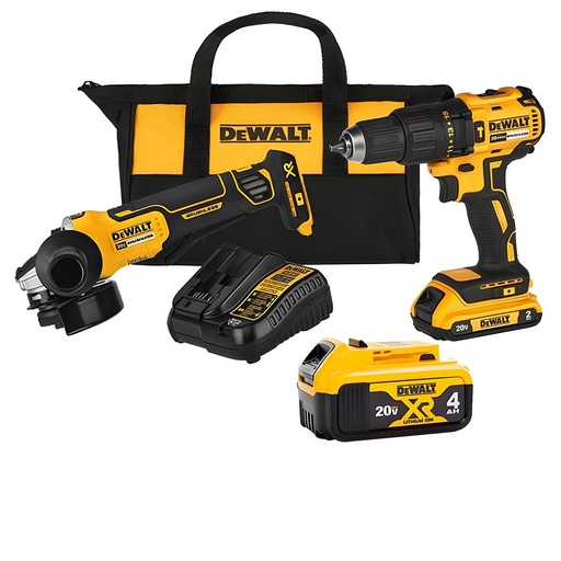 COMBO DEWALT (DCD7781D1-B3C) TALADRO PERCUTOR 20V BRUSHLESS (DCD7781-B3) + PULIDORA INALAM 4 1/2 20V ION DE LITIO (DCG413B-B3) + BATERIA (DCB2104-B3)