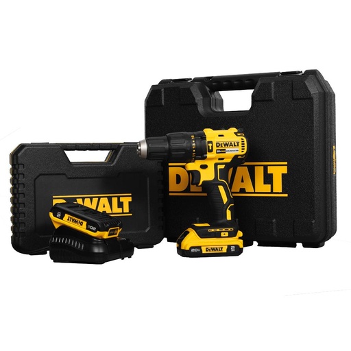 TALADRO ATORNILLADOR RECARGABLE DEWALT 2 BATERIAS PERCUTOR 1/2  20V SIN ESCOBILLAS (DCD7781S2A-B3) CAJA PLASTICA + KIT 100 PCS