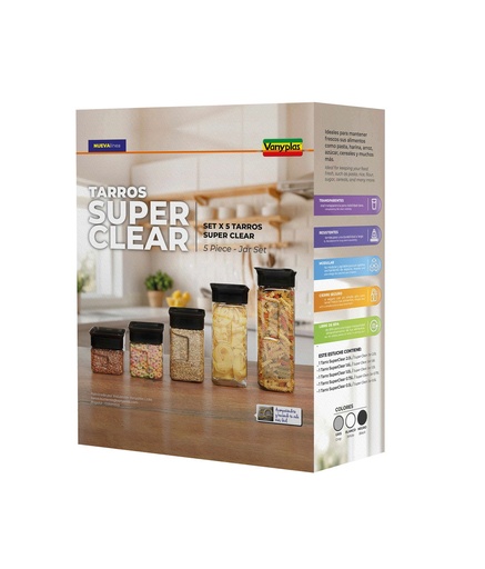 Set x5 Tarros Super Clear Neg