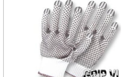 Guantes Fibra Sintética Poliéster Blanco con Puntos PVC grises • 2 Caras • “Grip VI”