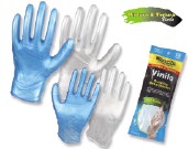 Guantes de Vinilo para uso doméstico • Bolsa x 10 unidades • Disponibles en colores azul y blanco • “Pintura & Tintura”