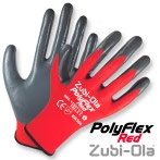 Guantes Poliéster recubiertos en Nitrilo • DIP NORMAL • “PolyFlex Red” - Talla 9