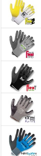 Guantes Poliéster, recubiertos en Nitrilo con puntos • DIP NORMAL • “FlexiGrip2” - Talla 9