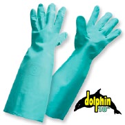 Guantes Nitrilo con Flock • Espesor: 22 mils. de pulgada • Largo: 18” (45.72cm) • “Dolphin18” - Talla L - Cbre. 22