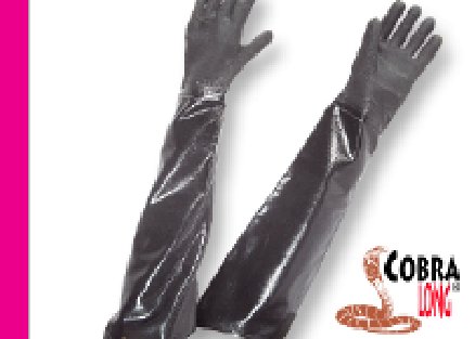 Guantes en Neopreno Negro corrugado, puño largo, para uso industrial . • Largo: 31” (78cm) • “Cobra Long”