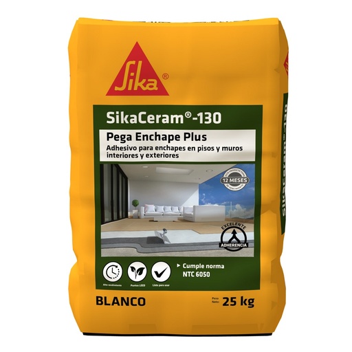 SikaCeram® 130 Pega Enchape Plus Blanco 50 kg