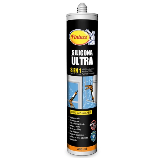 Pintuco® Silicona Ultra 3 en 1 Negro Cartucho
