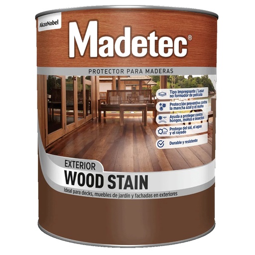 Madetec® Wood Stain Woodstain para Exteriores Castaño Galón