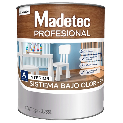 Madetec Sistema 2k Bajo Olor Laca Brillante Incoloro 5 gal y Cat 1/2 gal Kit