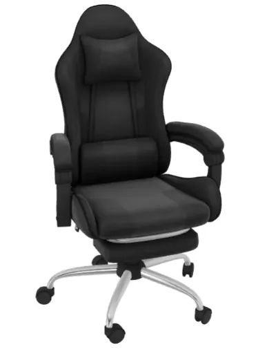 Silla de Escritorio Matrix Gamer Giratoria Masajeadora Reposapiés 53,5x129x64 cm Negra Just Home Collection