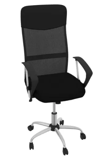 Silla de Escritorio Malla Ejecutiva Giratoria Cromada con Reposabrazos Fijo Negra Just Home Collection